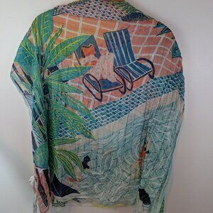 Galeries Lafayette Paris Pool Scene Scarf, 40" x 70"